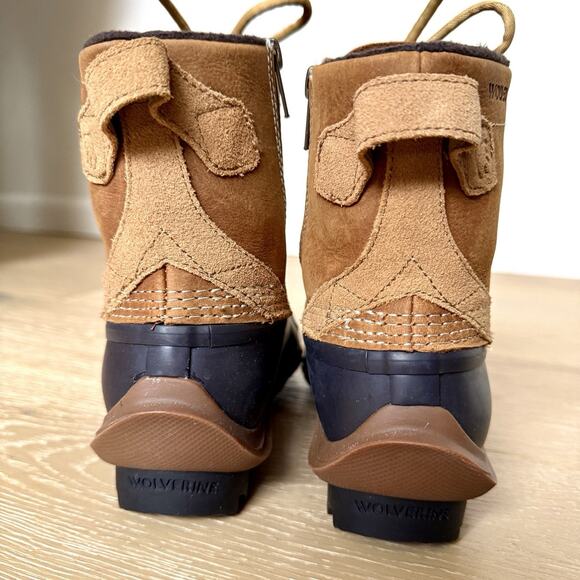 Wolverine Women's Torrent Cognac Brown Snow Boots Leather Rubber Duck Boots 7M - Picture 3 of 9